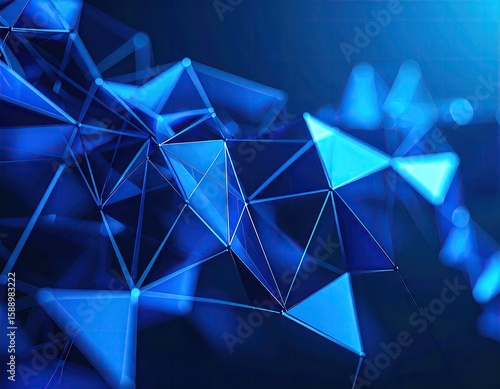 Abstract digital network.  Geometric shapes in blue