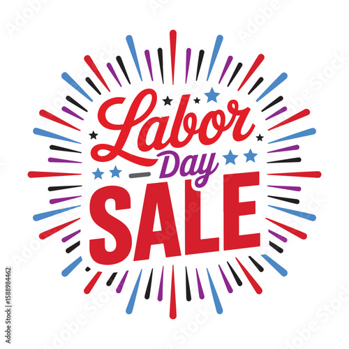 Labor Day Sale Banner with Firework Style Burst and Bold Typography