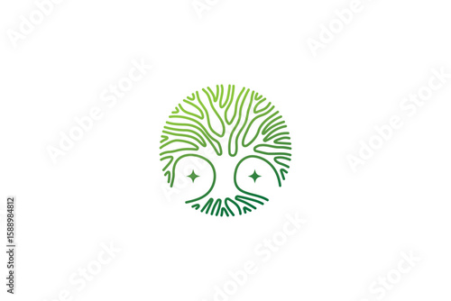 A serene monoline logo depicting a tree, its branches and roots flowing from a single, continuous line. Symbolizes growth, nature, interconnectedness, strength, and simplicity with an elegant, modern 