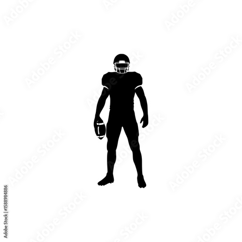 Black silhouette of an American football player suitable for sports graphics, posters, banners, promotional materials, website design, and social media.