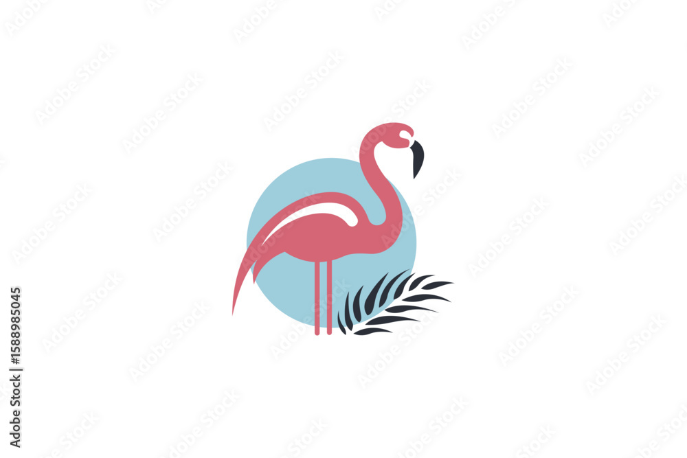 A graceful, stylized flamingo logo, capturing its elegant silhouette and distinctive pose. Emphasizes beauty, tropical flair, uniqueness, and a touch of sophistication, often with a vibrant pink palet