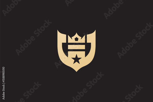 A bold and classic logo featuring a crown enclosed within a shield shape. This design symbolizes strength, protection, and royalty, making it perfect for security companies, luxury brands, or institut