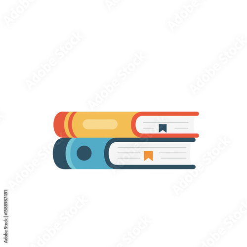 A minimalist stack of books vector icon for education