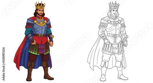 The Ebony Horse Prince Coloring Page Featuring Vibrant Colored and Crisp Outline Designs
