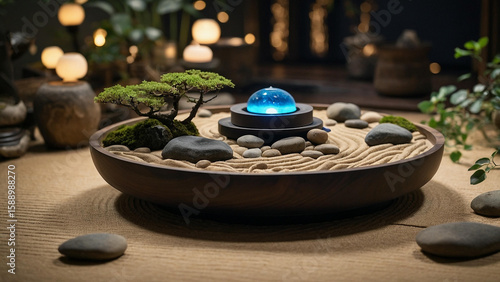 Serene Zen Garden Illustration with Adjustable Textures