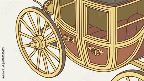 Vintage horse drawn carriage vector illustration for antique vehicle and coach design projects use case design