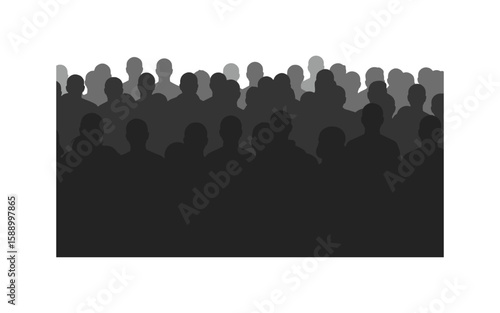 Large crowd of peoples silhouettes.