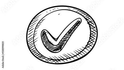 Check mark icon vector hand drawn doodle style for ui design and user interface graphic elements