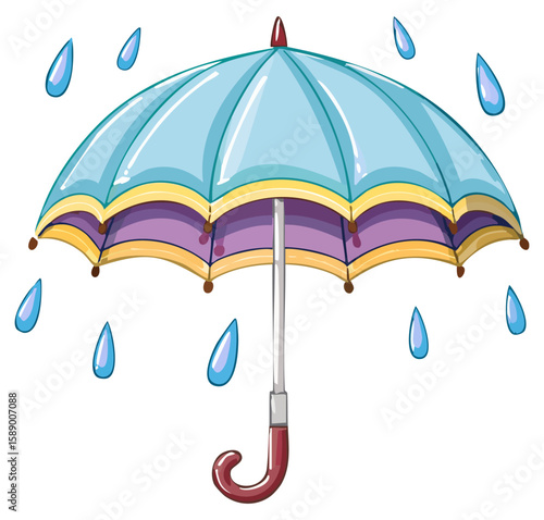 Umbrella and rain drops clipart illustration