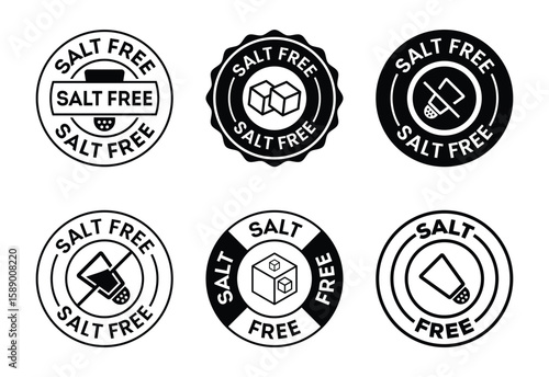 Variety of Salt Free Icons Depicting Products Without Added Sodium Content