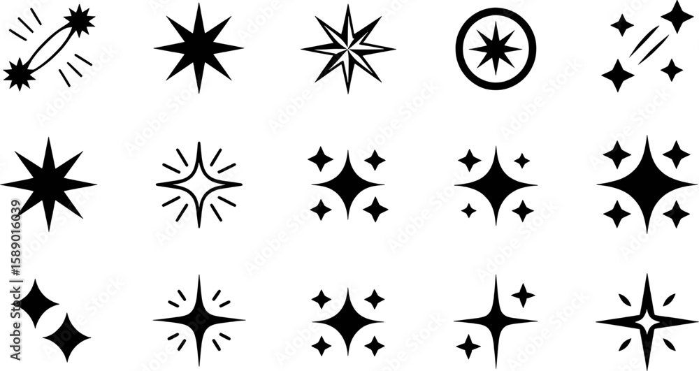 Fototapeta premium Sparkling starbursts and twinkling star shapes sparkle twinkle