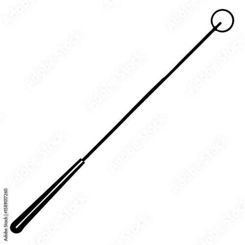 Elegant line art illustration of a conductor s baton with a handle isolated on white background