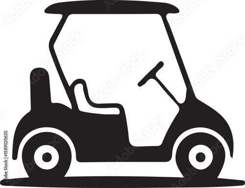 Golf Cart silhouette vector, Golf car icon, Black golf vehicle illustration