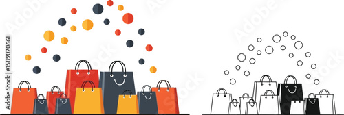 Shopping bags vector illustration for retail sales and black friday sale marketing and advertising use vector