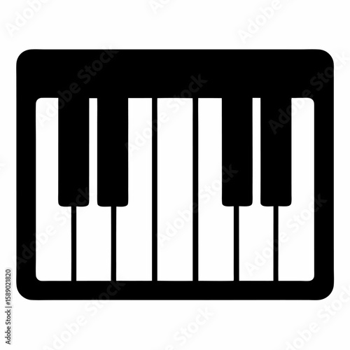 Black silhouette of a musical keyboard octave isolated on white background