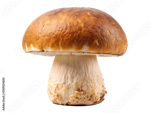 Cep porcini mushroom with brown cap and white stem isolated on a transparent background edible fungus