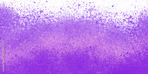 Paint spray drops on white background. Purple aquarelle painted dust particles. Colorful gradient splatter design. Color waves scattered with artistic paint texture details.