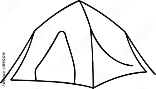 Black silhouette design of a tent with transparency on a white background