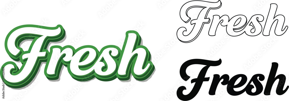 Fototapeta premium Fresh design elements for graphic design and branding with green fresh text and vector fresh style vector