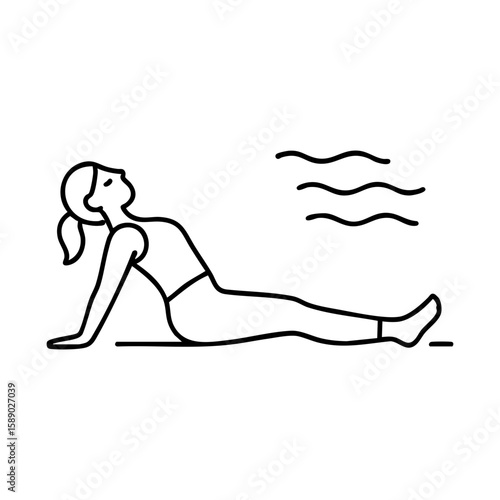 Cobra yoga pose with flowing wind lines for breath and openness