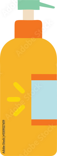 Stylized sunscreen lotion bottle with transparent background for versatile design applications