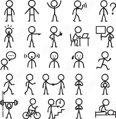 Hand drawn stick man icons pack	

