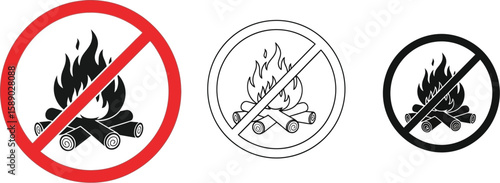 No campfire sign vector illustration fire ban symbol for forest safety and prevention of wildfires icon vector
