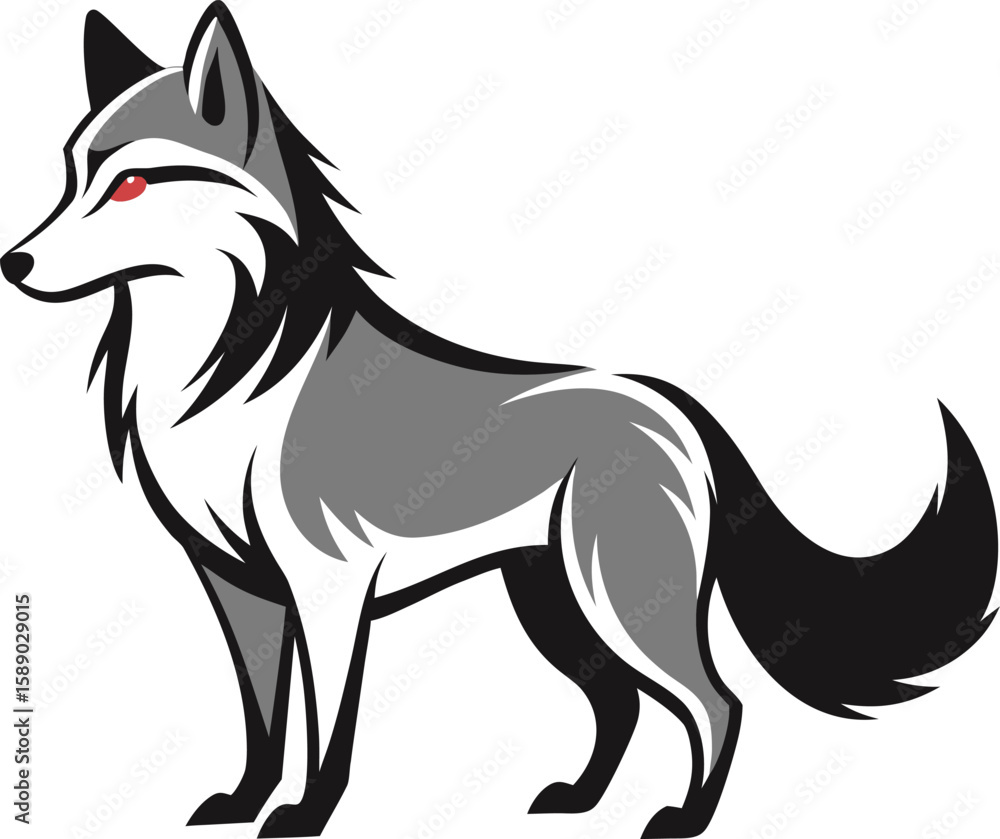 Zen-Inspired Wolf Silhouette with Sumi-e Brush Stroke Look Zen-Inspired Wolf Silhouette with Sumi-e Brush Stroke Look