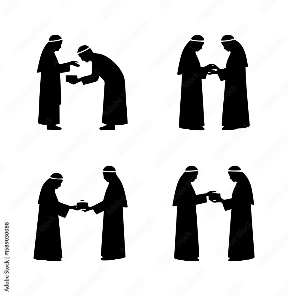 custom made wallpaper toronto digitalset of silhouettes of people doing charity, isolated background