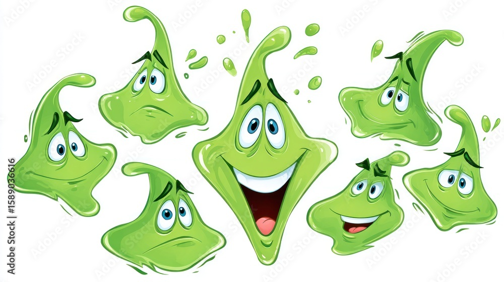 Obraz premium Cartoon slime creatures with various expressions