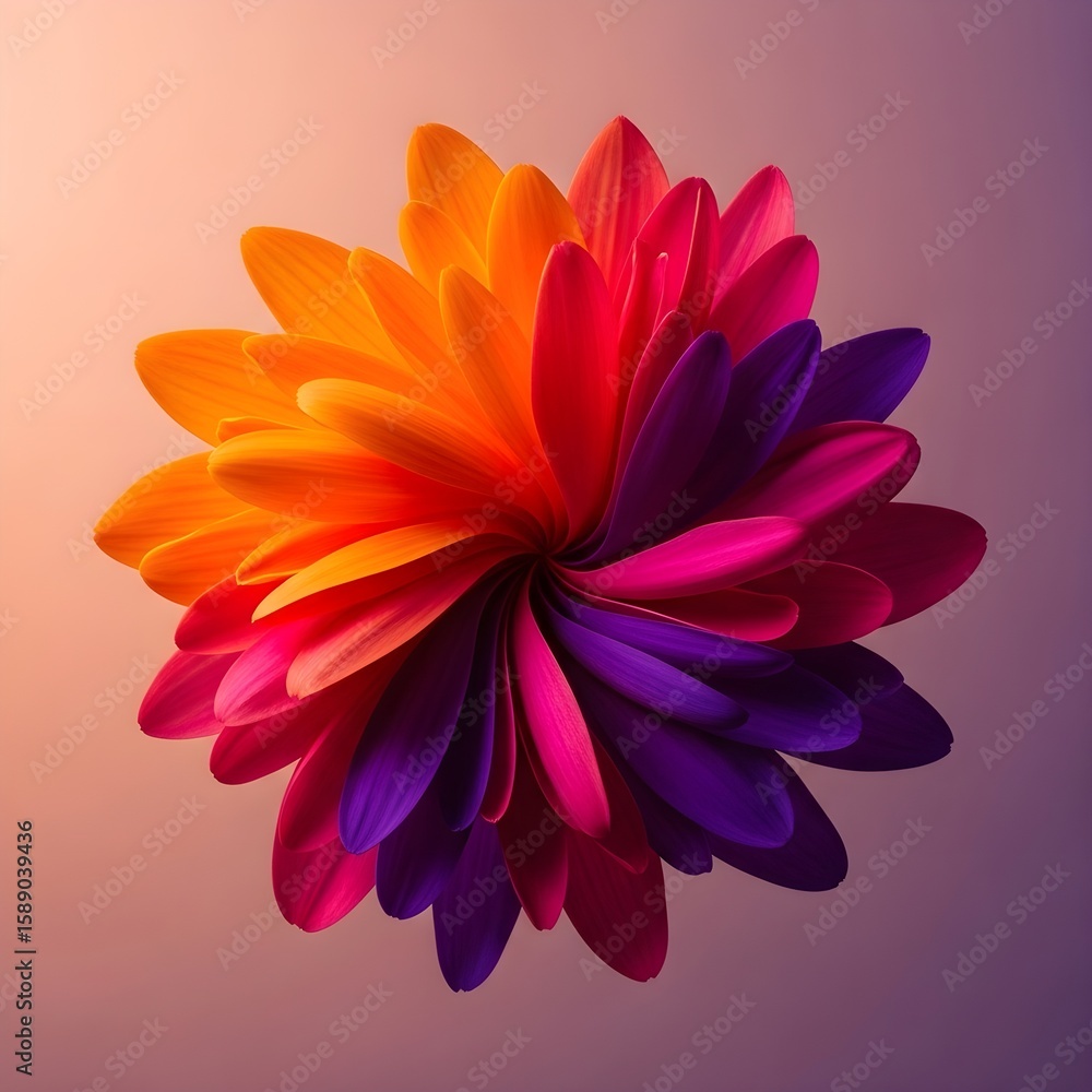 Fototapeta premium Abstract 3D Flower with Colorful Gradient Petals in Digital Art Style
