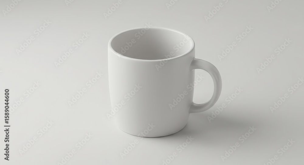 Fototapeta premium Plain White Coffee Mug on Light Background for Mockup Use