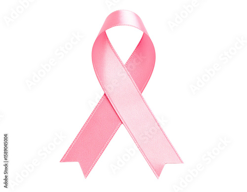 Pink Breast Cancer Awareness Ribbon Symbol, Isolated on White Background PNG