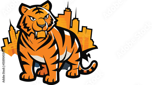 Urban Graffiti Tiger Silhouette with Expressive Rough Texture