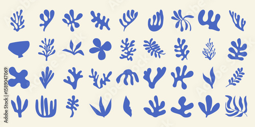 Matisse Abstract Shape. Vector Poster Organic Art Poster. Modern Pattern Leaf. Modern Floral Prints in Contemporary Minimal Style. Trendy Boho Illustrations.