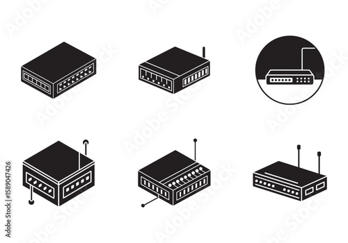 network switch icon silhouette vector illustration