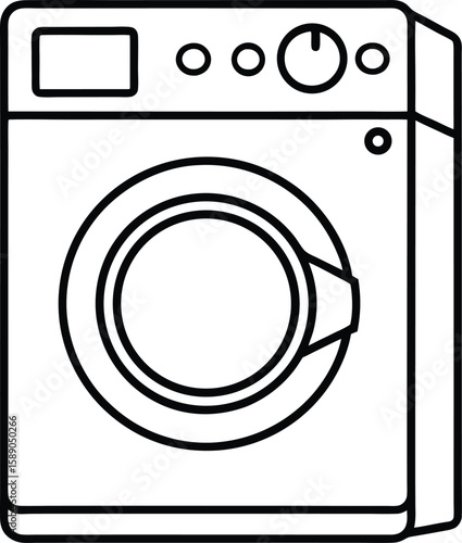 Modern Front Load Washing Machine with Digital Display and Controls