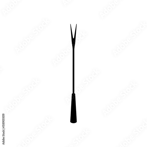 Fondue fork silhouette icon vector flat design.