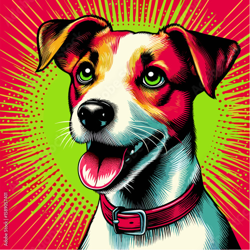 Jack Russell Terrier in dynamic pop art vector illustration