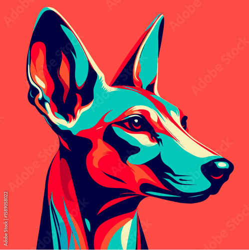 Pharaoh Hound in colorful pop art vector illustration
