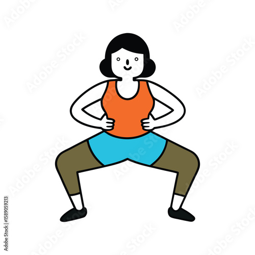 inner thigh squeeze female exercise cartoon art