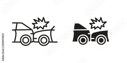Rear end collision icon for web designs. editable pictogram.