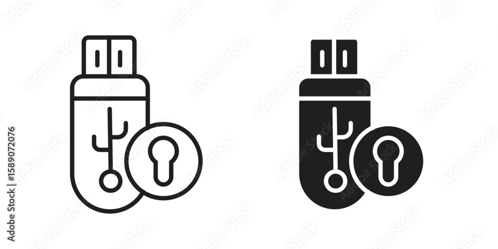 Obraz premium Pendrive security icon for web designs. editable pictogram.