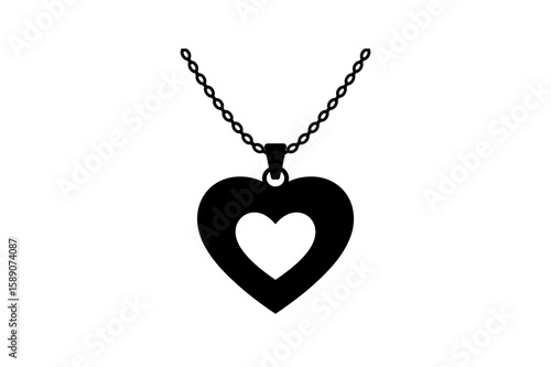 Silhouette of a heart pendant on a chain necklace