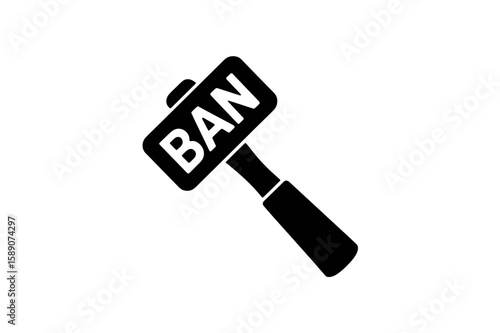 Black and white ban hammer icon graphic design art
