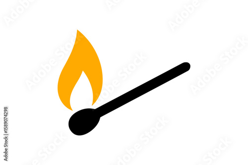Burning matchstick with a bright yellow flame icon
