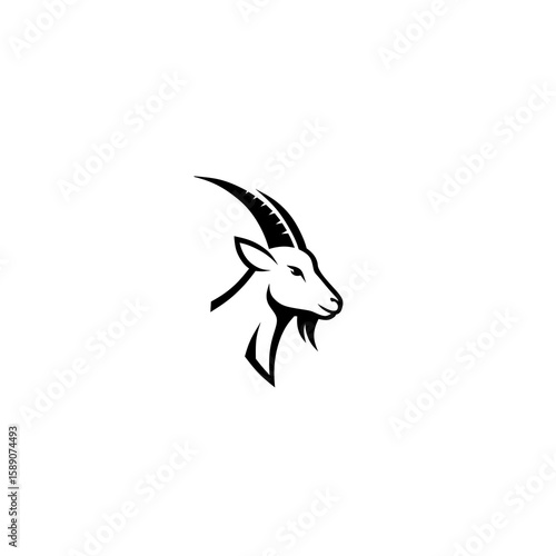 Strong goat head logo - sharp horned animal design for moderen branding or mascot 
