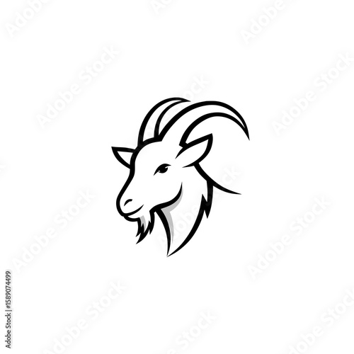 Blod goat head logo - double horn vector mascot for branding and identitiy design 