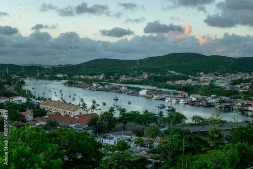View of the Morro da Guia chapel, with the climb to the hill, photographed from the Cabo Frio viewpoint, Rio de Janeiro.