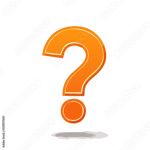 Orange question mark on black background inquiry and problem solving concept with shadow